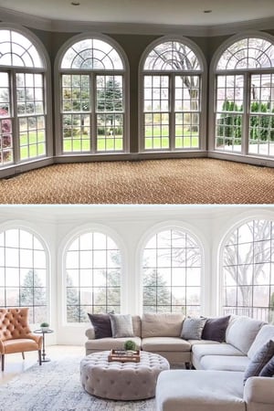 Arched manor before and after