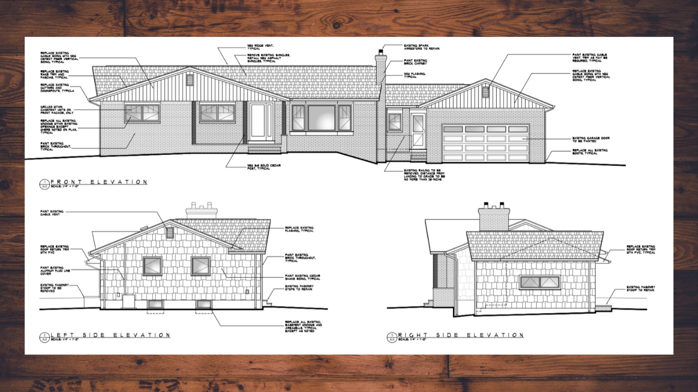 The elevation drawings for John's rambler.